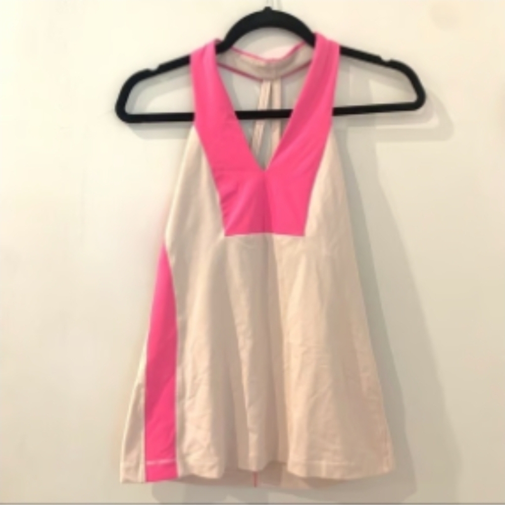 Lululemon Athletica Pink and Cream Tank Top